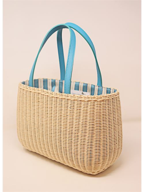 Turquoise wicker and leather bag Laboratorio Capri | 106NATURCH